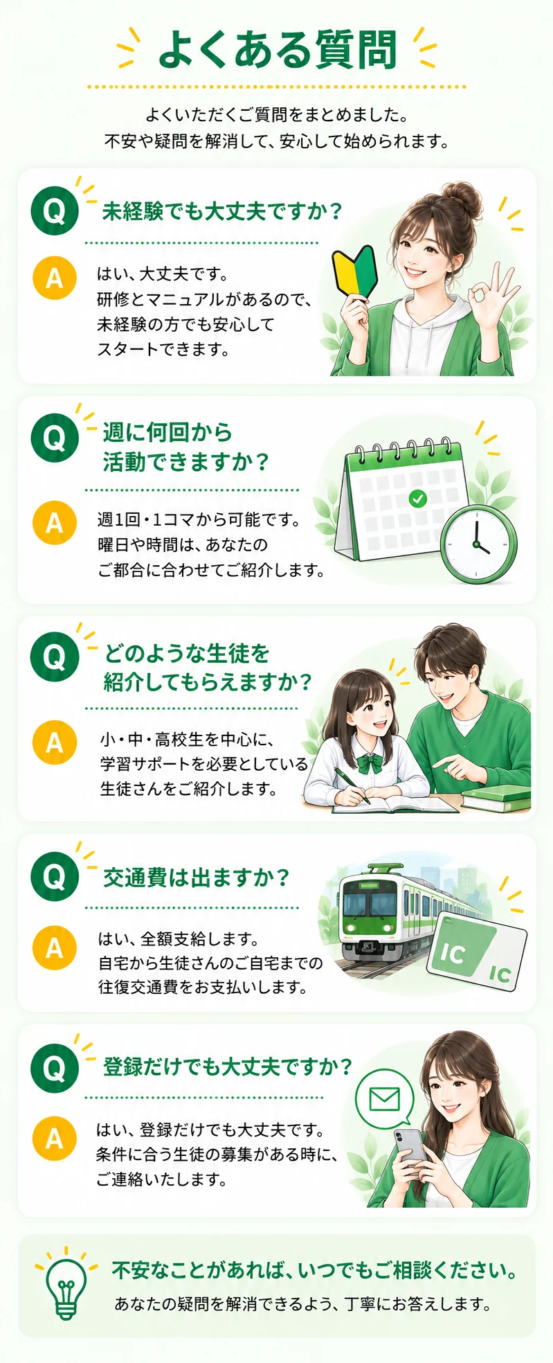 家庭教師講師募集についてのよくある質問